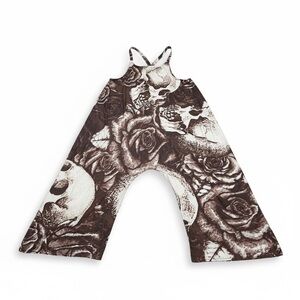Elegant skull Floral Brown and White Romper